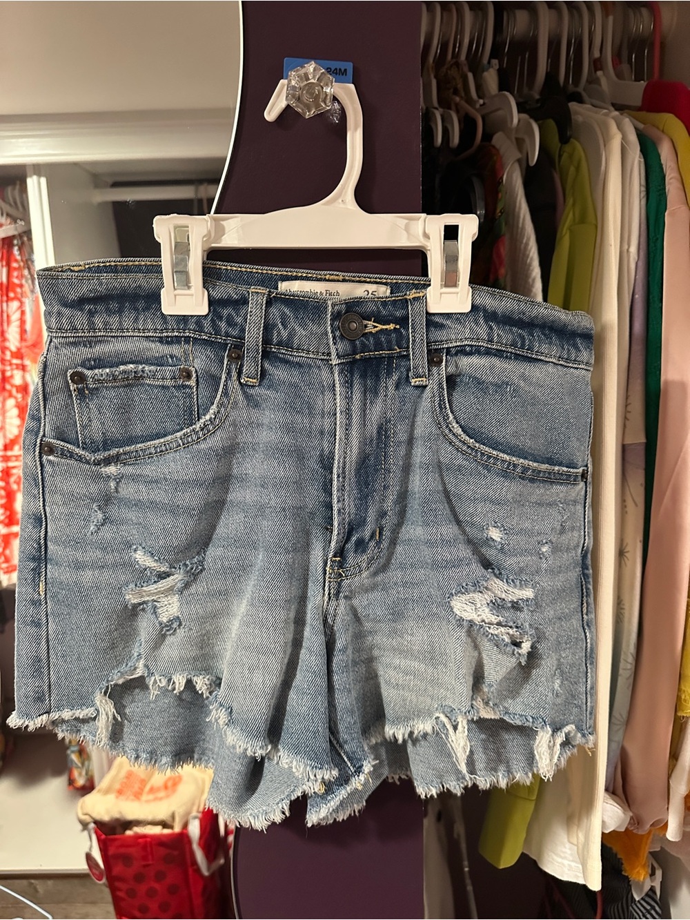 Abercrombie & Fitch Light Blue Distressed Denim Cutoff Shorts